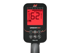 Detector de metales Minelab Vanquish 560 con bobina V12X, pantalla LED roja y apoyabrazos
