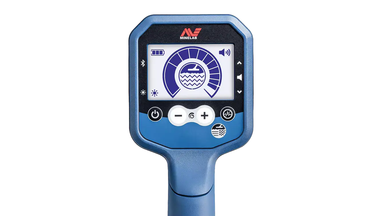 Panel con pantalla y botones del detector de oro Minelab GPX 6000 con Ground Balance automático